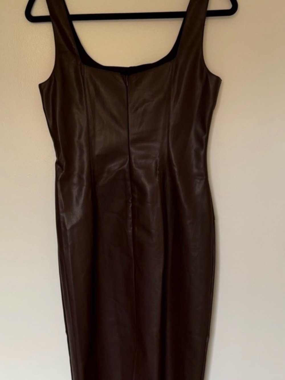 Commense Chocolate Brown Faux-Leather Midi Dress - Picture 5 of 7